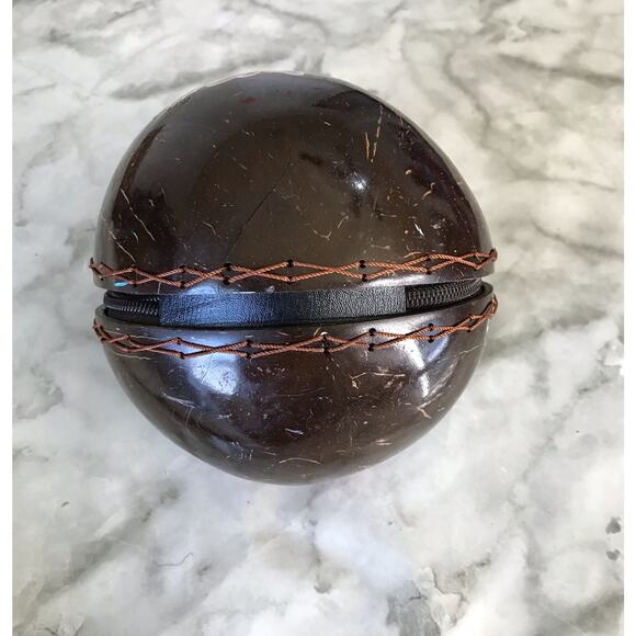 Coconut Shell Handbag Painted Hibiscus Flower Hawaii Beach Handmade Purse - Picture 4 of 4